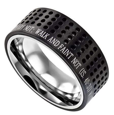 Men's Black Sport Ring Strength Bible Verse - Image 2