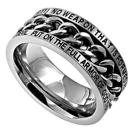 Men's Silver Chain Ring No Weapon