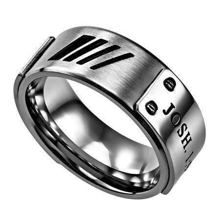 Men's Silver Deluxe Ring Courage Bible Verse - Image 2