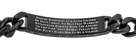 Men's Stainless Steel Black Sport Bracelet Soldier Of Christ - Image 2