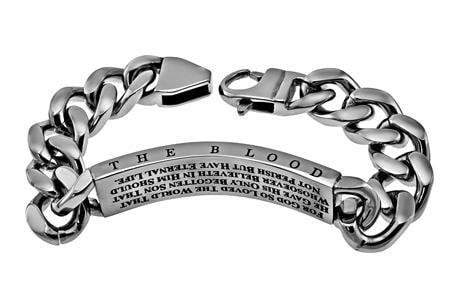 Men's Stainless Steel Cable Bracelet Forgiven - John 3:16 - Image 3