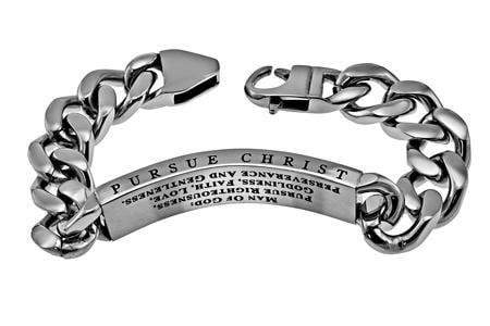 Men's Stainless Steel Cable Bracelet Man Of God - 1 Tim 6:11 - Image 3