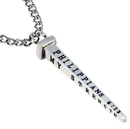 Men's Stainless Steel Nail Necklace - Philippians 4:13