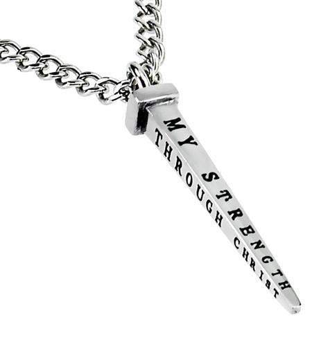 Men's Stainless Steel Nail Necklace - Philippians 4:13 - Image 2