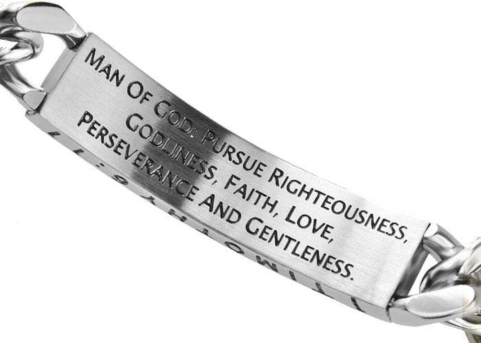 Men's Stainless Steel Shield Cross Bracelet Man Of God - Image 2