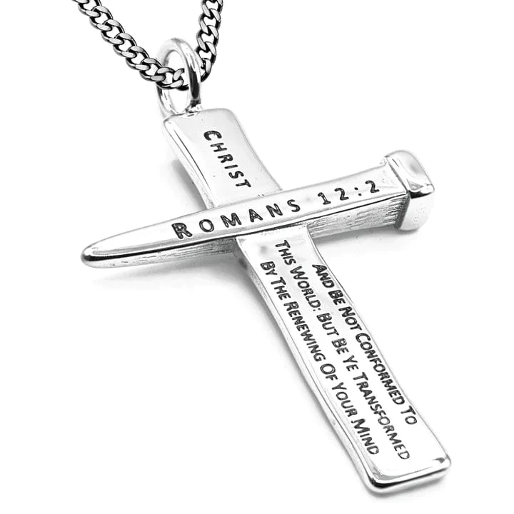 Men's Stainless Steel Woodgrain Cross Necklace  - Transformed - Image 2