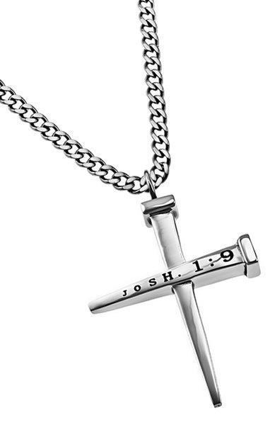 Strong And Courageous Nail Cross Necklace - Image 2