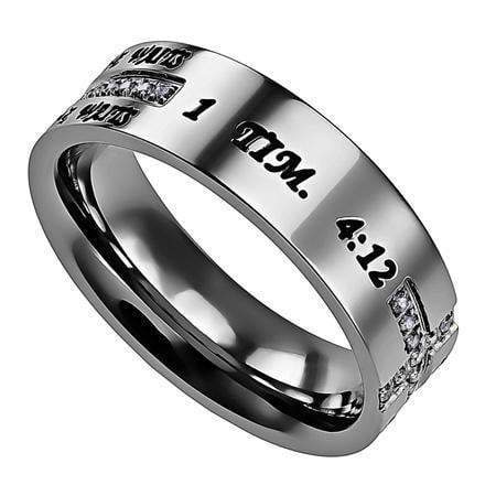 True Love Waits Crescent Cross Ring - Image 2