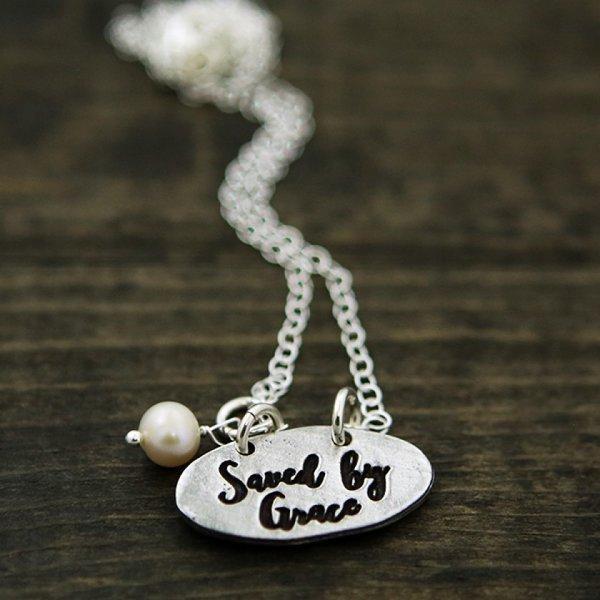 Women's Saved By Grace Double-Sided Cross Necklace - Image 2